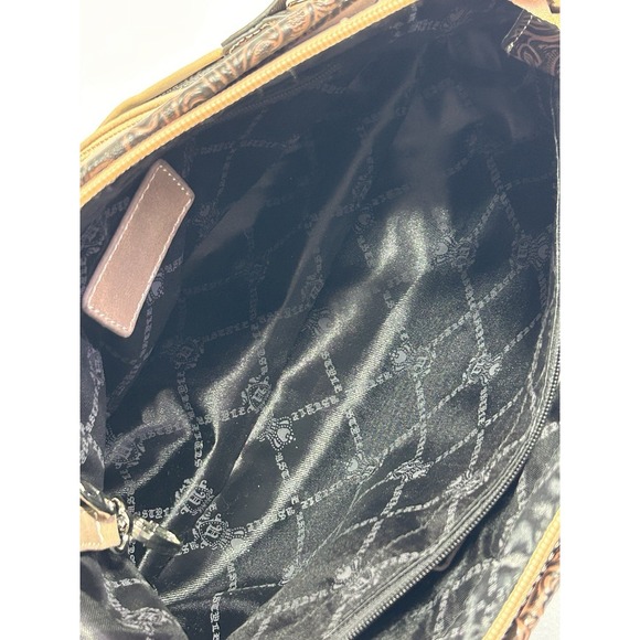 Fleur De Lis Rhinestone Leather Purse Embossed Tan Brown Shoulder Bag Western - Picture 11 of 16